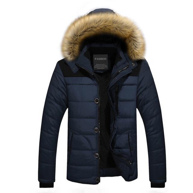 Warm Winter Men Parka Casual Hooded Men 'S Jacket Fur Lined Solid Snow Parkas Outerwear Thick Thermal Coats Large Size