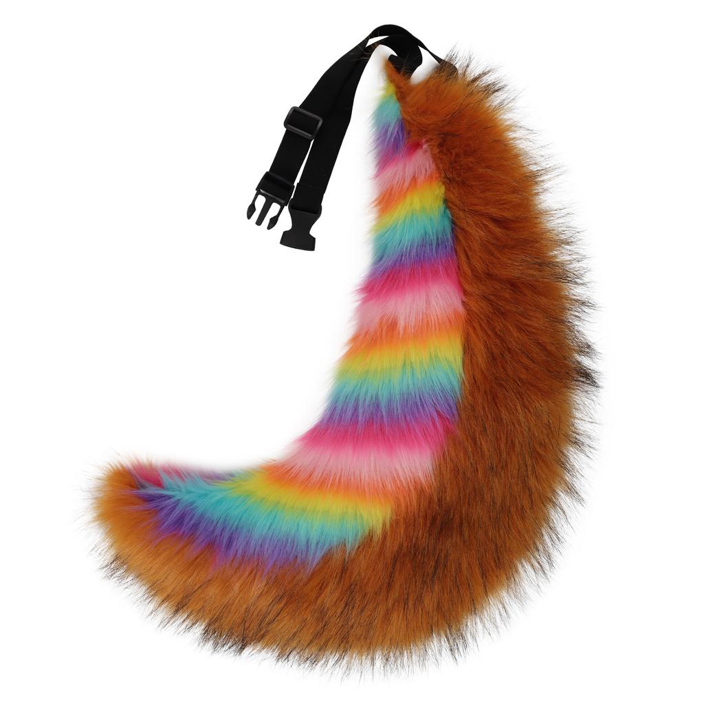 Handmade plush fox tail rainbow beast tail costume comic exhibition large wolf tail cosplay props accessories