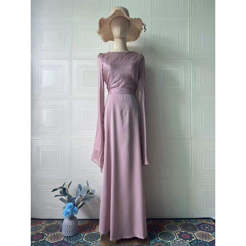 

Fashion Wind Fashion Sexy Silm Waist Trimming Lace up Dress Lace up Waist Cinching Dress Lotus root color L