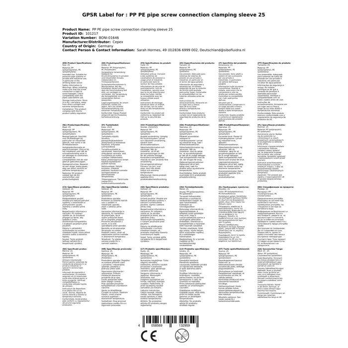 PE 25mm Fitting for Potable Water and Various Applications