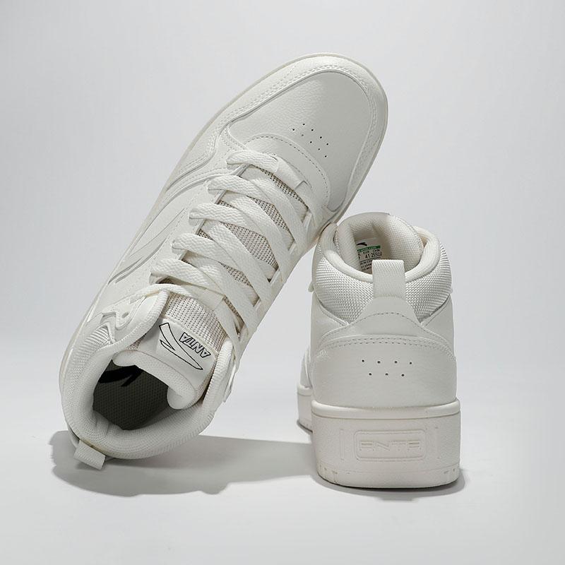 Anta Life Collection Textile, Synthetic Leather Slip Resistant Abrasion Resistant High top Skateboard Shoes Men's White 912348082-2