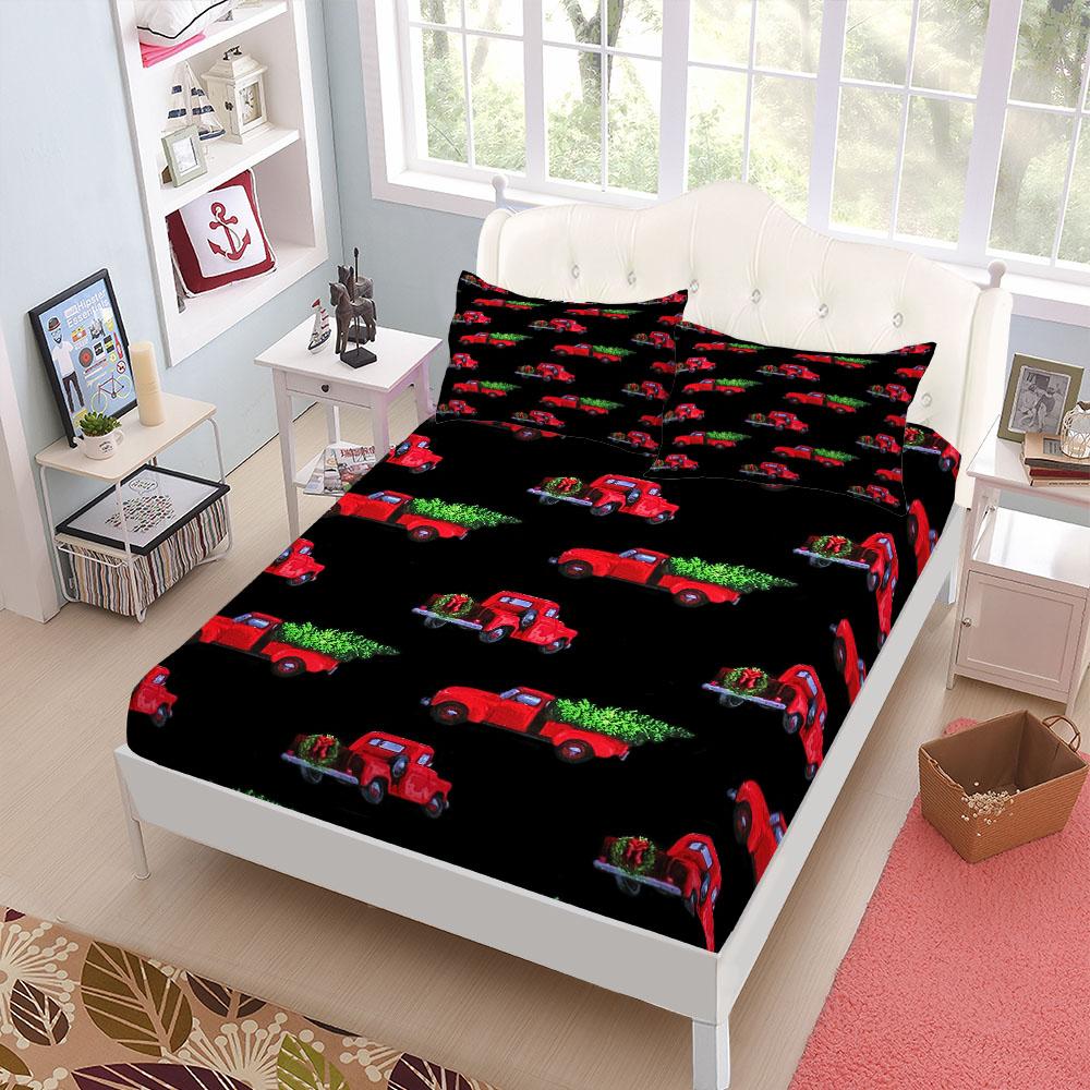 Retro Cars Fitted Sheet Set King Queen Double Full Size Bed Linen Set