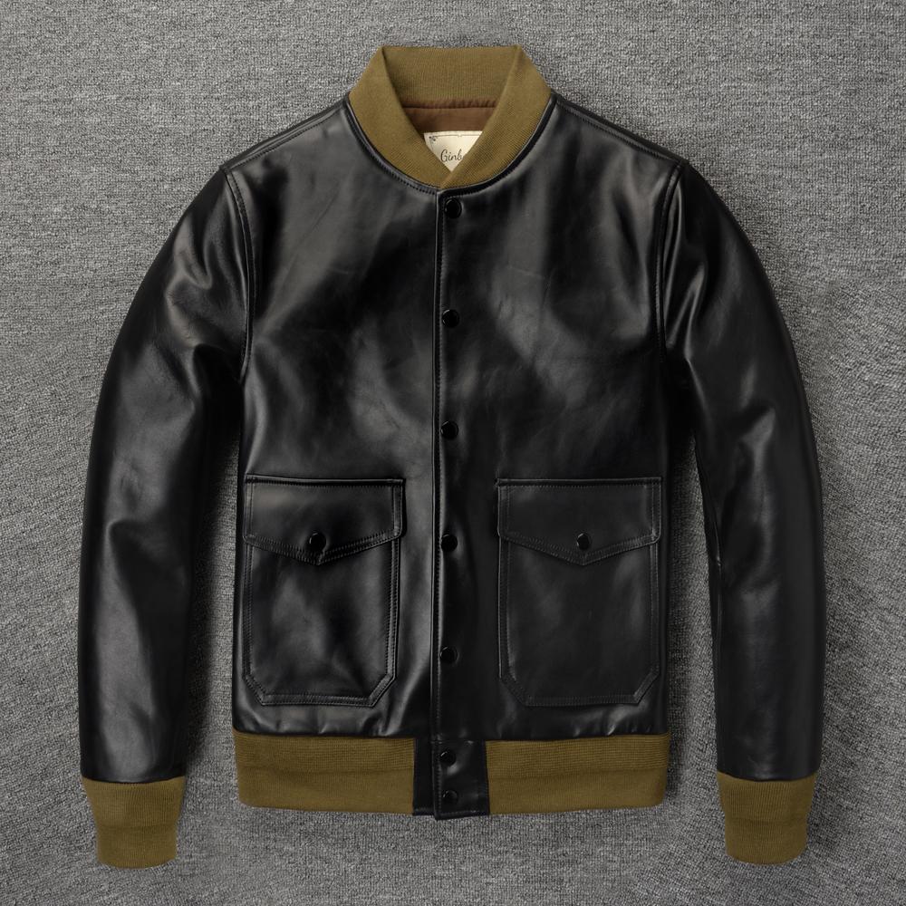 MA1 Flight Suit Cowhide Jacket Genuine Cow Leather Jacket For Men Bomber Coat Spring Autumn
