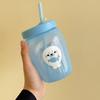 Seal Print Straw Cup Food Grade PP Water Bottle Durable Tumbler