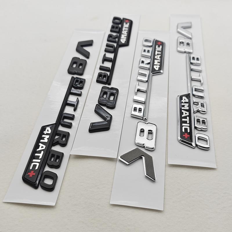 2pcs 3D ABS Vent Fender Trim Emblem Blade V8 BITURBO 4MATIC Logo Car Sticker Fender Badge For Mercedes Benz E300 E400 E53S E63S