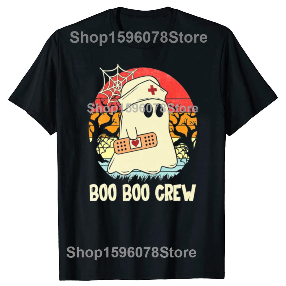 Funny Boo Boo Crew Nurse Halloween T Shirts Men Women Pure Cotton Humor Streetwear Tee Shirt Short Sleeve Unisex Loose Clothing