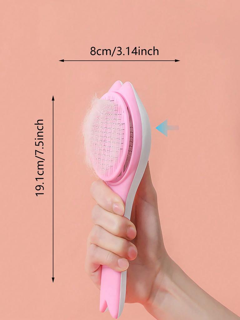 1 Stück-Haustierpflegekamm, pinker Edelstahl-Nadelkamm geeignet für die Haustierpflege