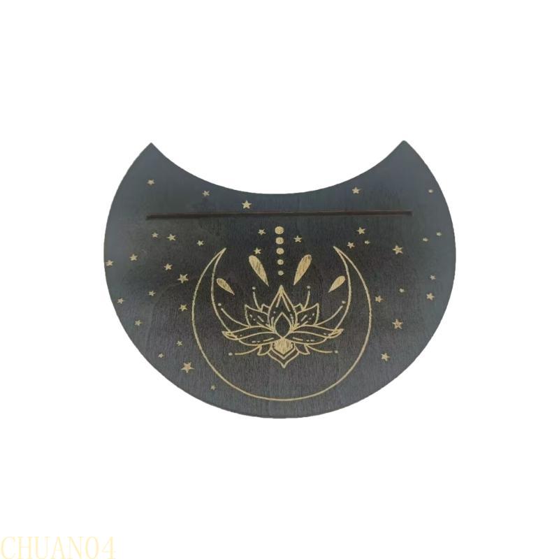 A1A2 Wooden Tarot Card Display Stand Rectangular Moon Shaped Tarot Card Holder Base Portable Serving Tray Tarot Accessories