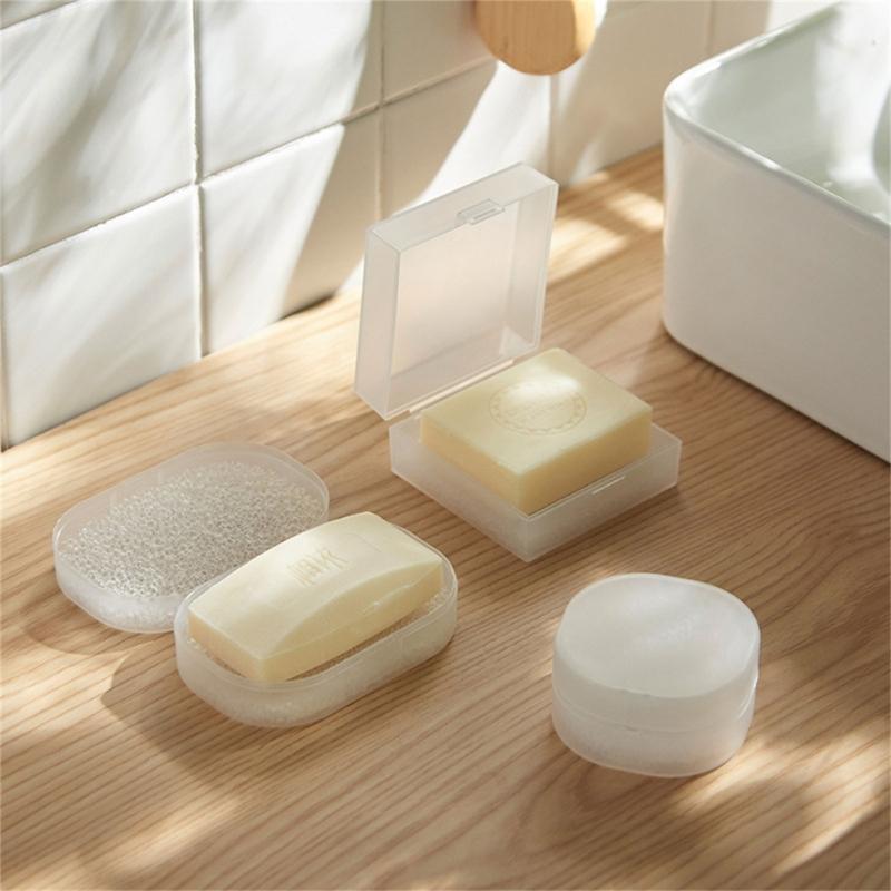 1set/3pc Soap Dish Soap Holders With Sponges Insert, NonSlip Travel Soap Case For Camping Gym Bathroom Storage Box