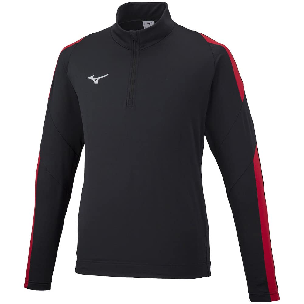 Mizuno Soccer Stretch Knit Size M Shirt, Moisture-Wicking, Quick-Drying, P2MC2580, Black/Chinese Red,