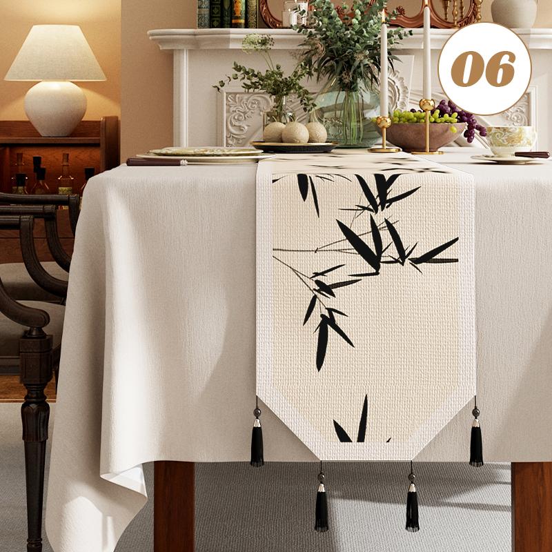 Chinese Traditional Table Runner Cotton And Linen Tea Table Mat Tassel Lace Table Cover Home Decor TV Cabinet Table Runners