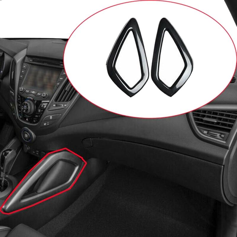 ABTU-Carbon Fiber Side Gear Shift Strip Trim Panel Cover Moulding Decor For Veloster 2011-2017 Accessories