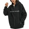 Women's Cute Hoodie Teen Girl Fall Jacket Oversized Sweatshirt Casual Drawstring Clothes Zipper