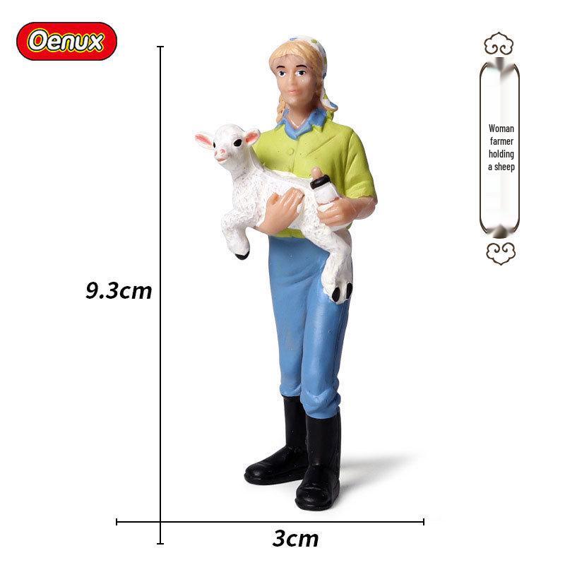 Plastic Farm Figures: Farmer, Woman, Ranch Worker, Police