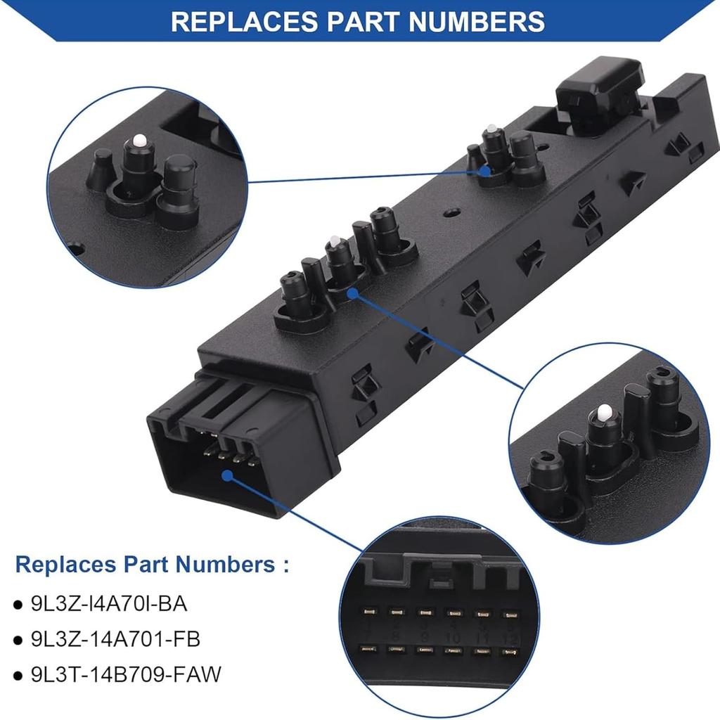 Obaee Front Left Driver Side Power Seat Switch Compatible With Ford Explorer Expedition F150 F250 F350, Lincoln MKX MKZ,Mercury Milan Mountaineer