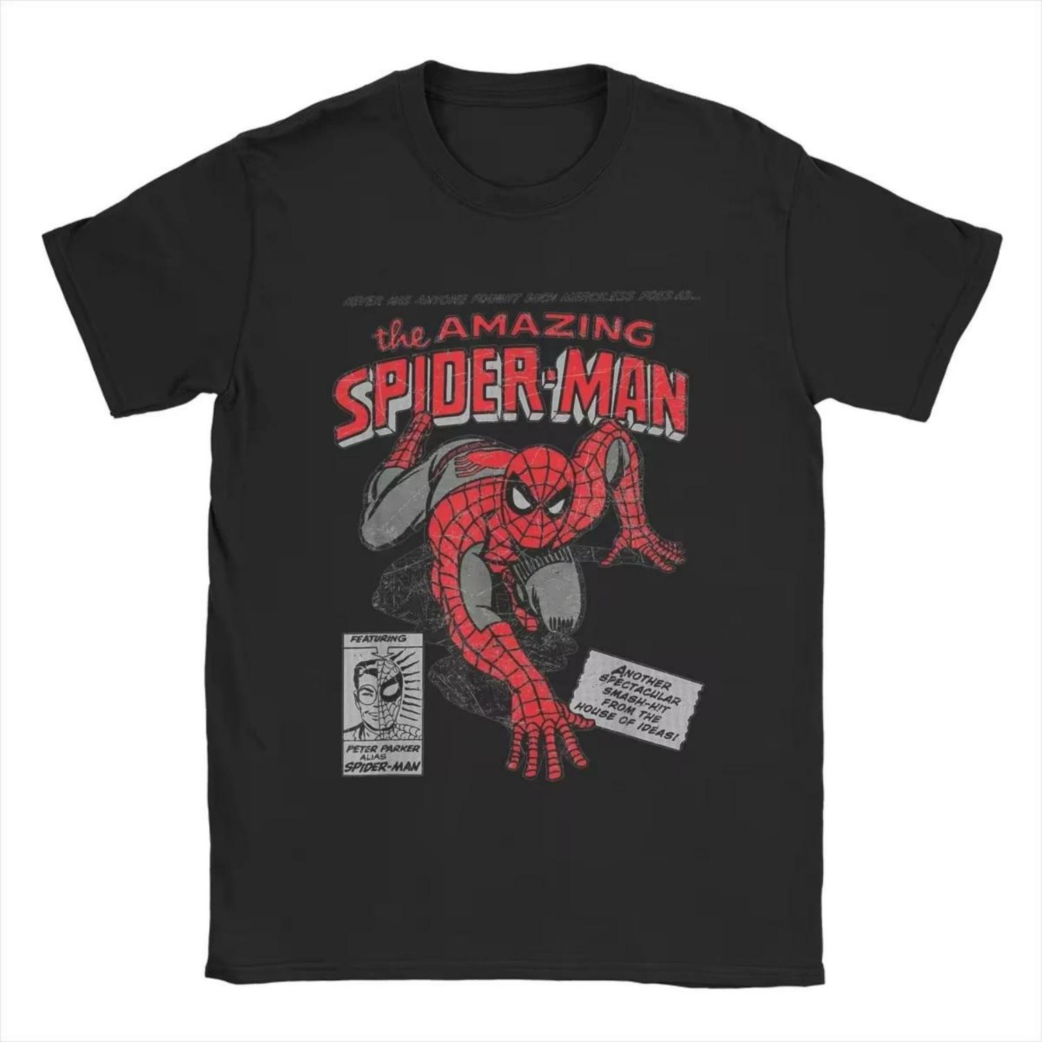 

Spider-man Comic Men s T-shirt_ Casual, Comfortable, Soft, High-quality Men s Top, Fashionable and Versatile Men s T-shirt S чёрный
