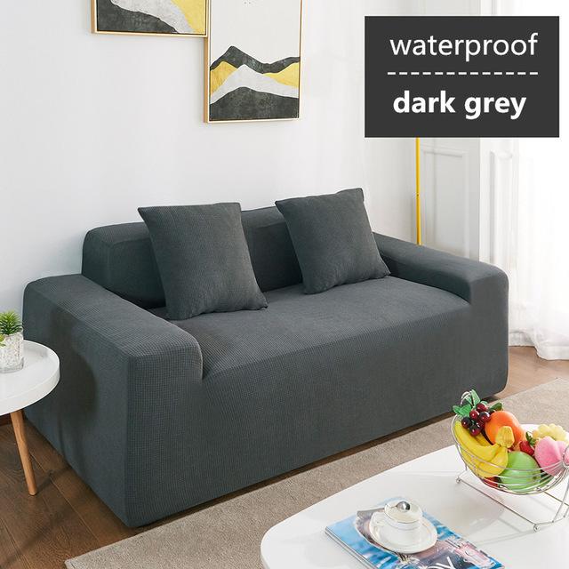 Polar Fleece Living Sofa Cover Universal Waterproof Couch Covers Solid Color Flexible Slipcover Non -Slip Full Wrap Sofa Seat Cushion Covering