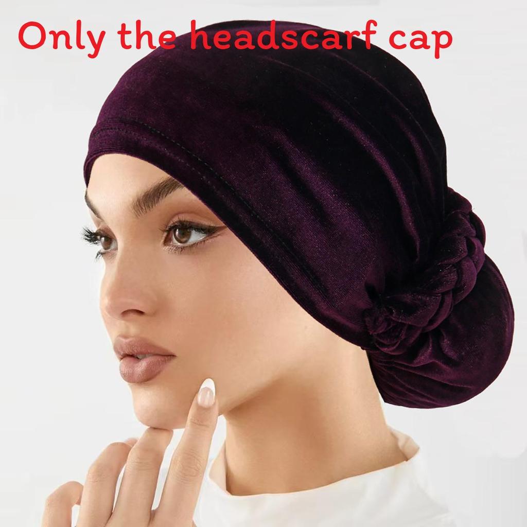 

Polyester Solid Color Womens Head Cover With No Brim For Daily Modest Fashion Purple