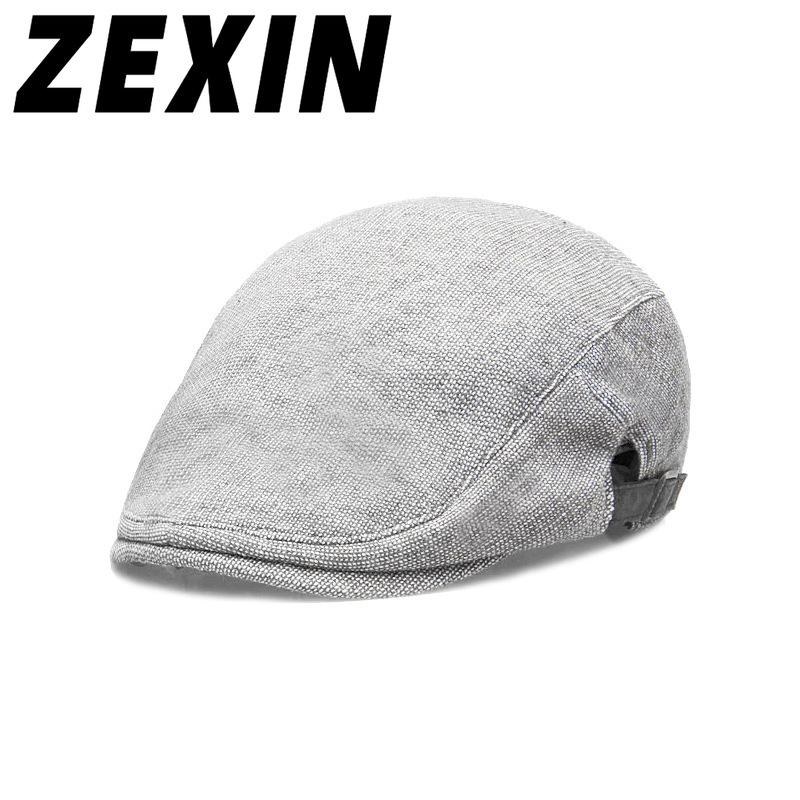 ZEXIN Spring, Autumn and Winter Solid Colour Warm Cotton and Linen Breathable Beret Men and Women Casual Simple Retro Matching Duck Tongue Cap