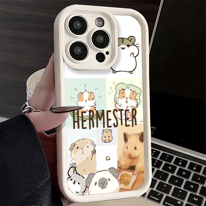 Phone Case for iPhone 17 Air 16E 15 16 Pro Max Cartoon Cute Hamster Cover 14 Plus 13 12 Mini Soft Shell Silicone Fundas