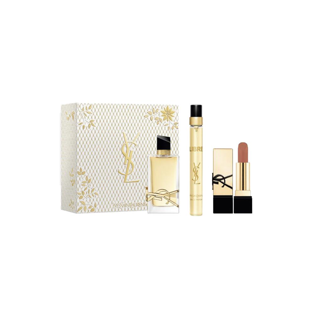 

SAINT LAURENT Freedom Eau De Parfum Square Tube Colorful Scent Set, Golden Box Limited Edition, Fougere 90ml+10ml+# ROUGE PUR COUTURE MUSE