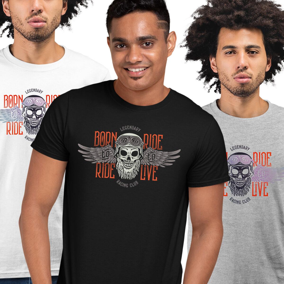 Biking Beard Skull Wearing a Biker Helmet T-Shirt Mens Womens Tees Top XL