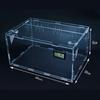 Ghims Reptile Cage, Terrarium with Thermometer and Hygrometer, Transparent, Ventilated, Feeding Box, Acrylic Container with Good Ventilation, Suitable