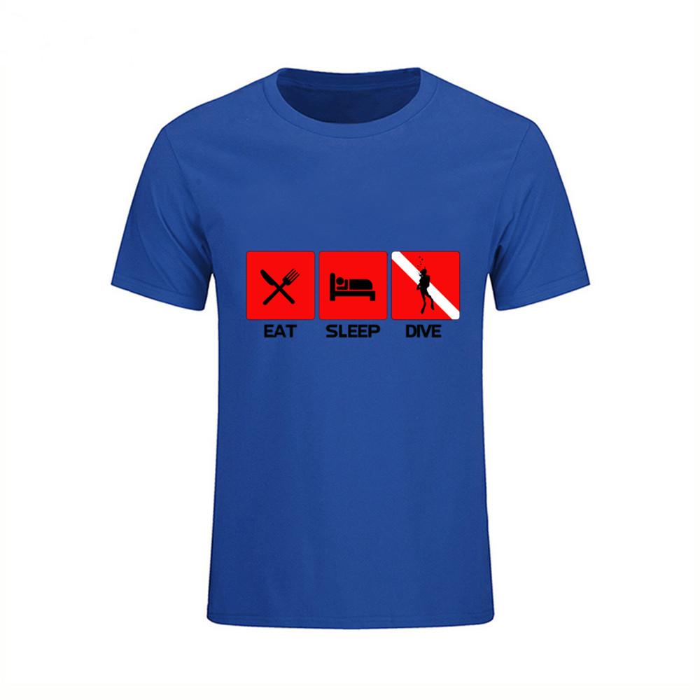 Eat Sleep Dive Letter Printed O Neck T Shirt Summer Arrival Short Sleeve T