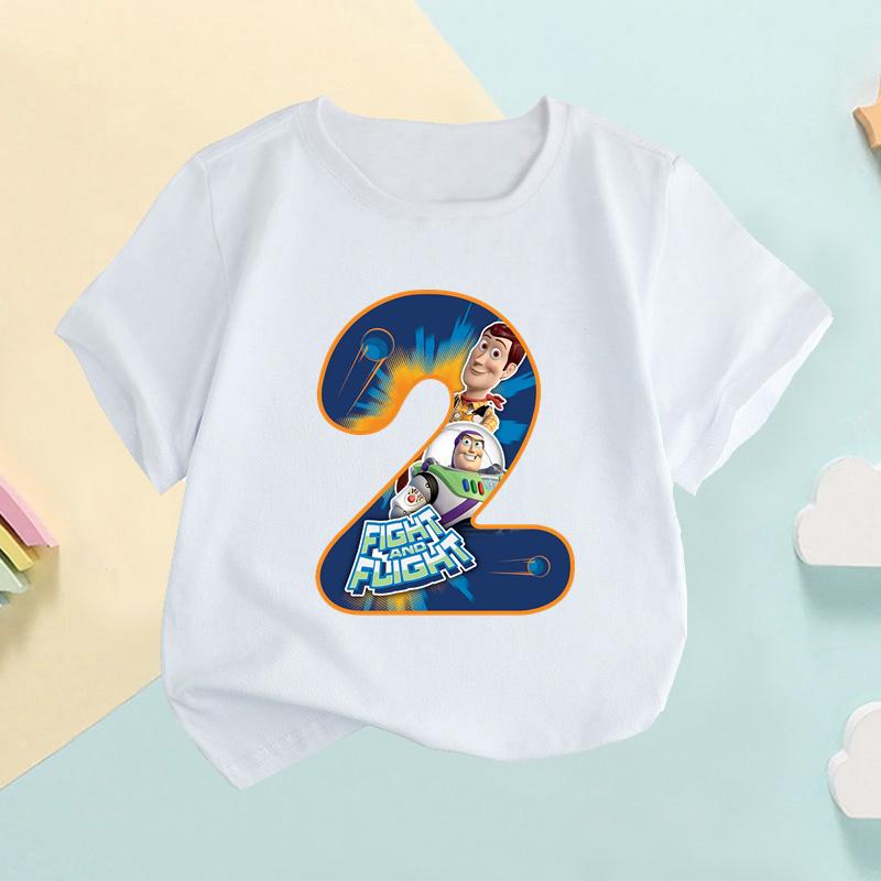 Camiseta para Niños Buzz Lightyear Woody Número de Toy Story Ropa para Niñas Cumpleaños Camisetas para Bebés Niños