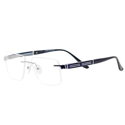 RSINC Unisex Rimless Metal Frame/Eyeglass/Spectacle/Optical for Men and Women,  (Silver Blue Black PR 12132J 02 | S -53-17-138 | BR - 2 PR 120132J 02