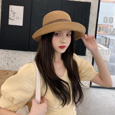 Straw Hat Women's Summer Sun Protection Big Brim Outdoor Sun Hat Shade Beach Hat Children's Seaside Top Hat Tide Big Brim