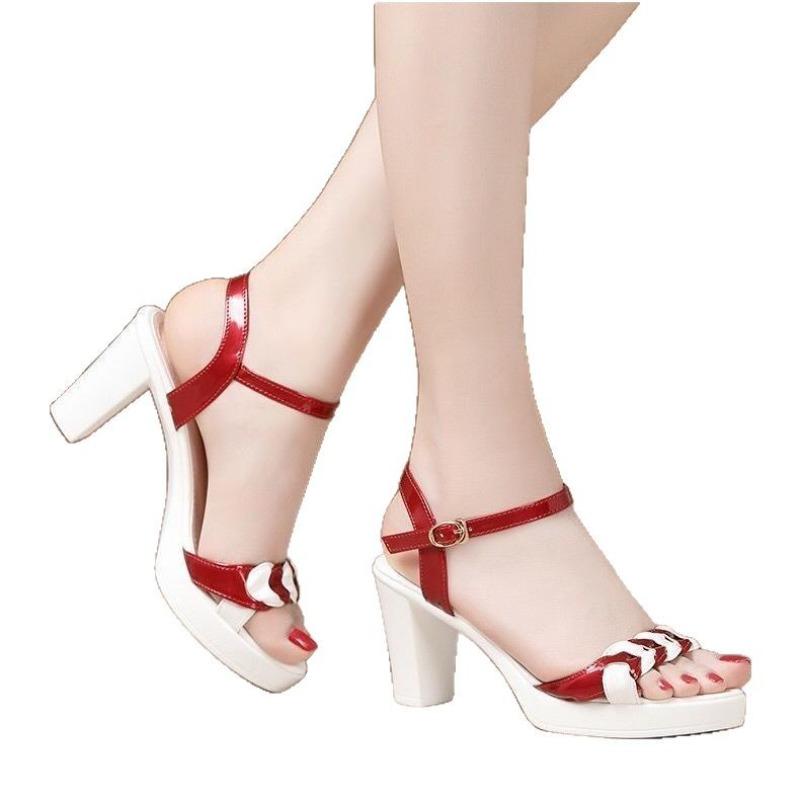 Fashion Fashion High-Heeled Sandals Women Summer 2025 New Waterproof Platform Thick-Heeled Fish-Mouth Shoes High-Heeled Sandals Women