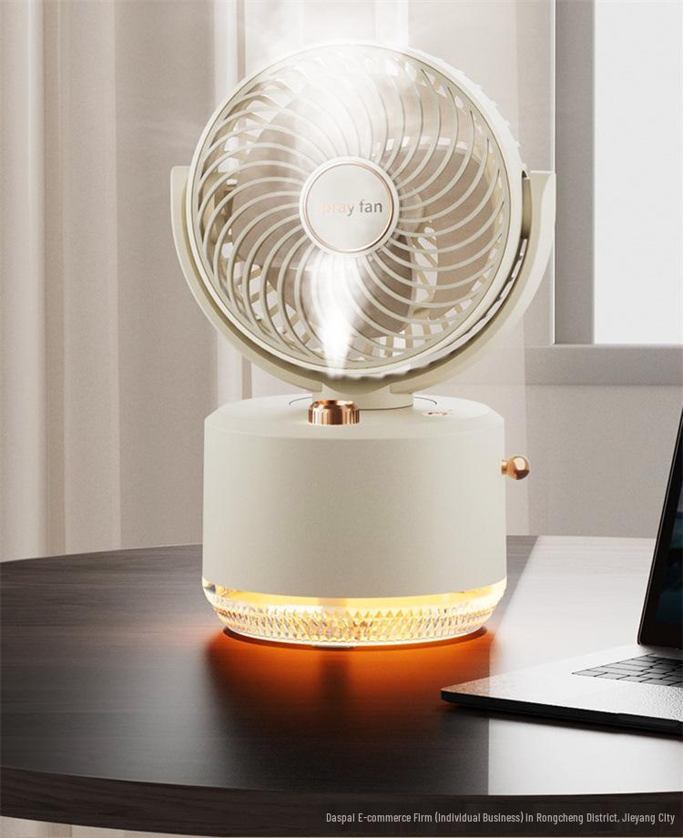 USB-Powered Oscillating Humidifier Fan - Portable Desktop Cooling for Dorms and Offices
