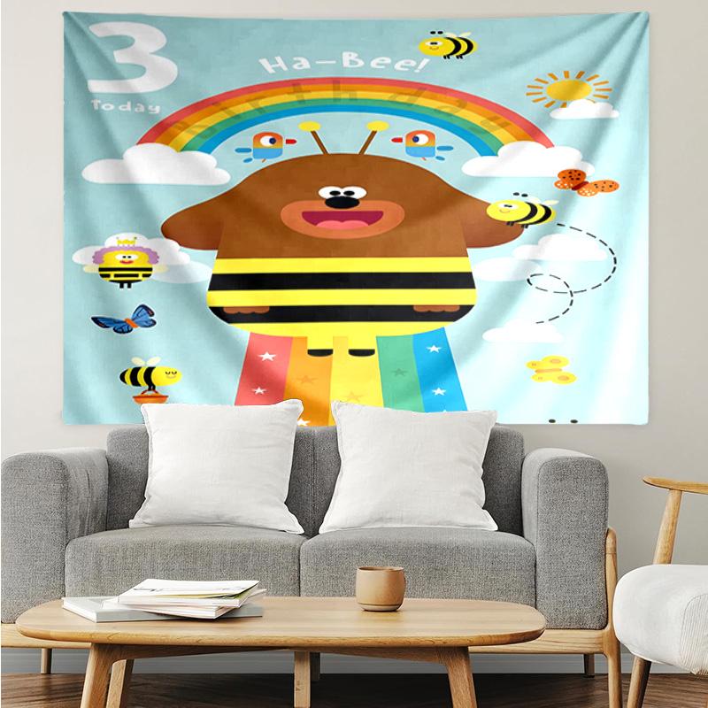Bee's Rainbow Adventure Tapestry Hanging for Bedroom,Livingroom, Playroom,Decor Art Room Wall Tapestry Holiday and Birthday Gifts