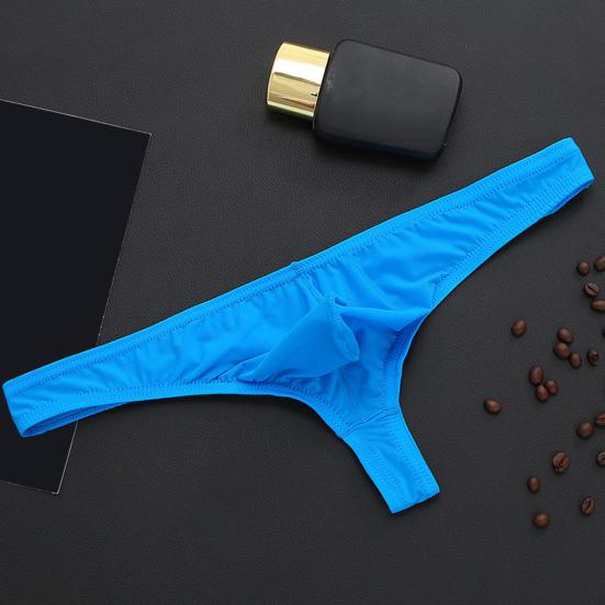 Men Sexy Thong Low-rise U-Convex Solid Color Briefs Elastic Waistband Slim Fit Solid