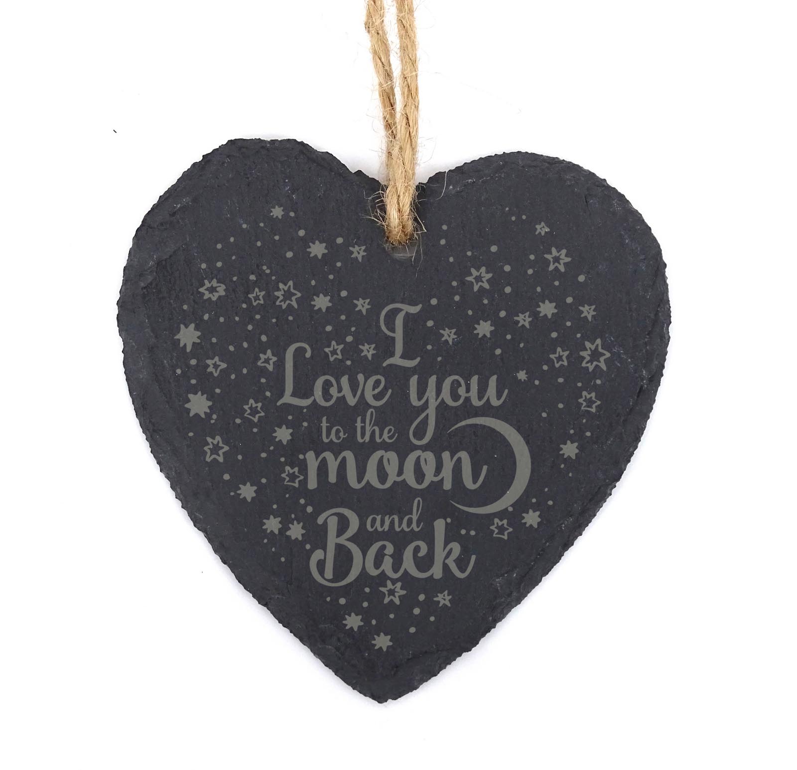 

Darling Souvenir MADE WITH LOVE I Love To The Moon And Back Выгравированное сердце Шифер Висячие украшения для рождественской елки со строкой Персонализированные 9.5 x 9.5 cm чёрный