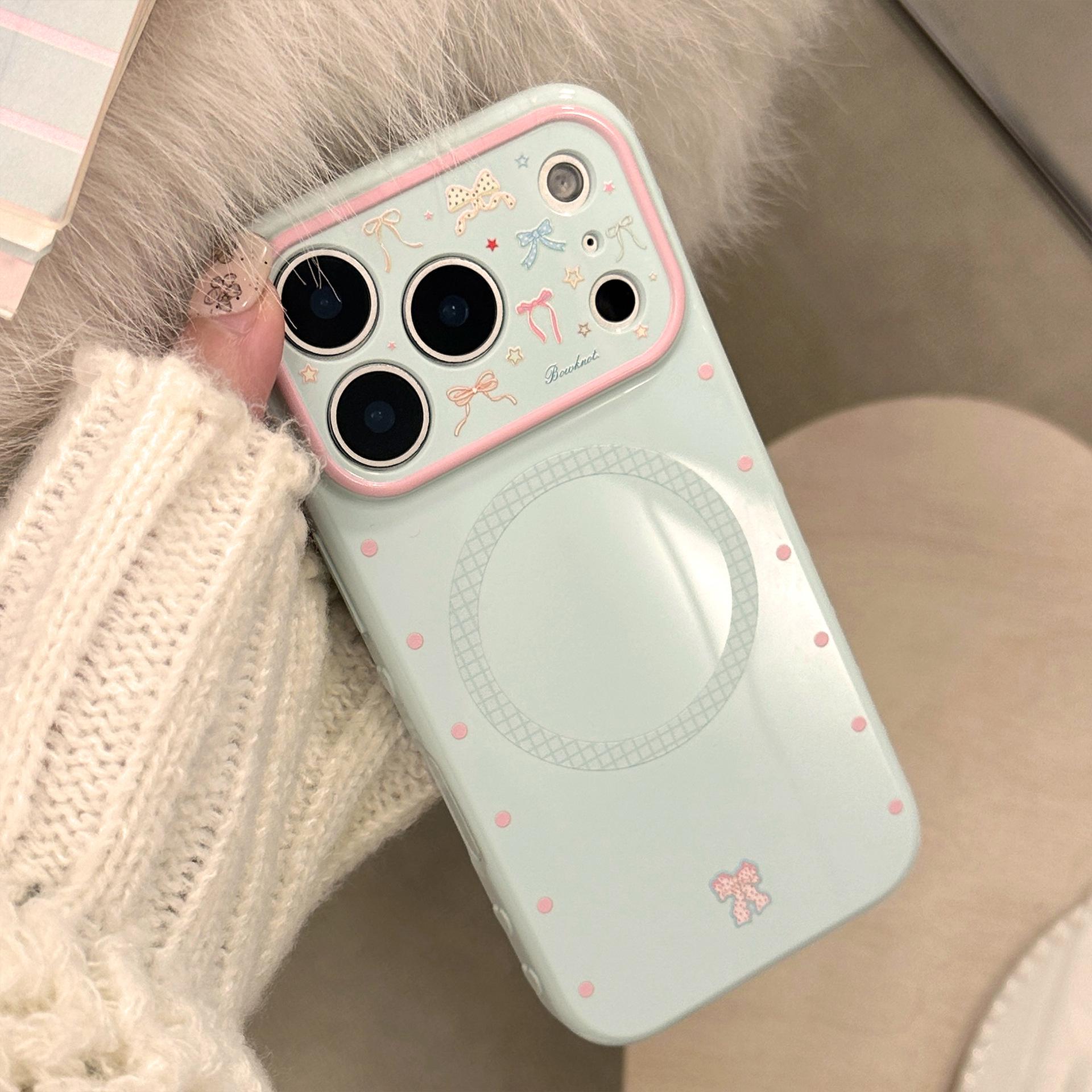 

Блестящий магнитный держатель для телефона для iPhone 16 Pro/17 с дизайном в виде банта 17 Pro Precision