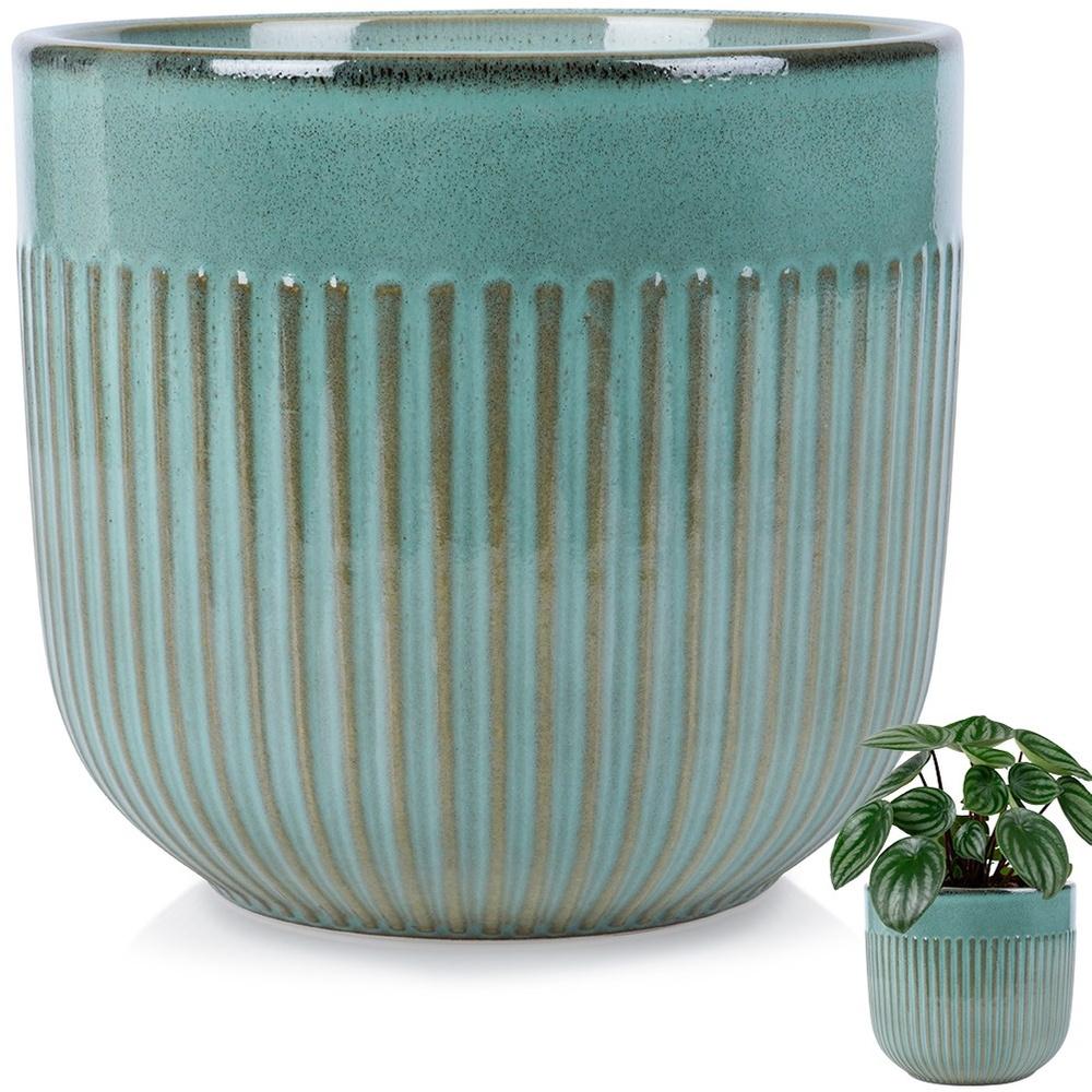 Green porcelain flowerpot 17 cm