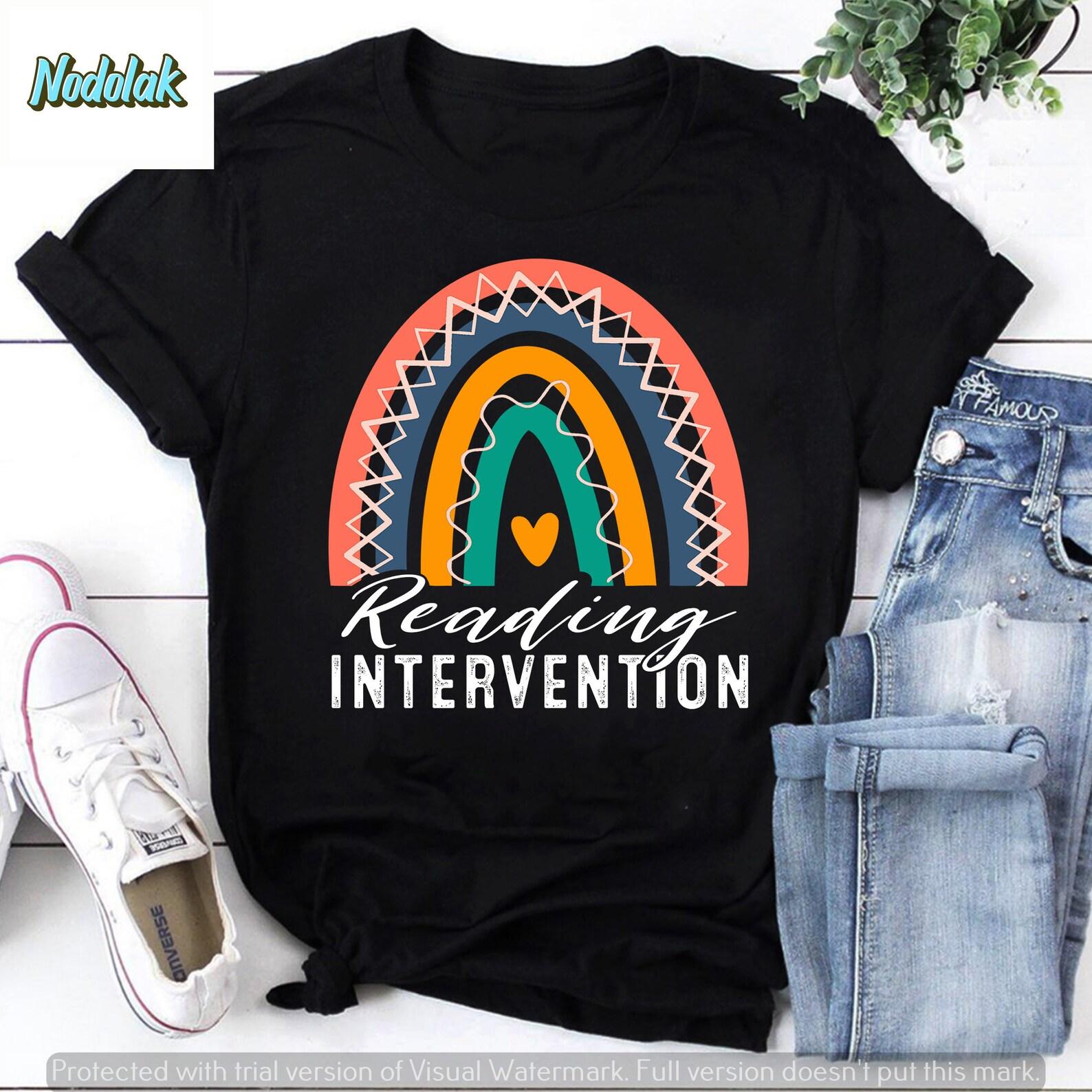 Boho Rainbow Reading Intervention Teacher Back To School Vintage T-Shirt, Back To School Shirt, Intervention Teacher Shirt, Time To School S