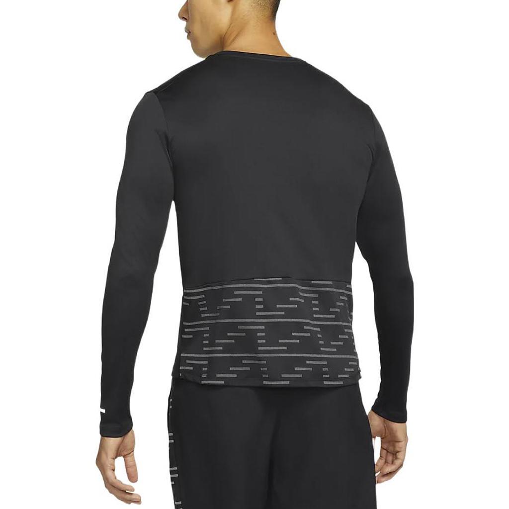 Nike Dri-FIT UV Run Division Miler Large Logo Quick-Dry Breathable Long Sleeve Running Shirt Men Tops Black DD6000-010