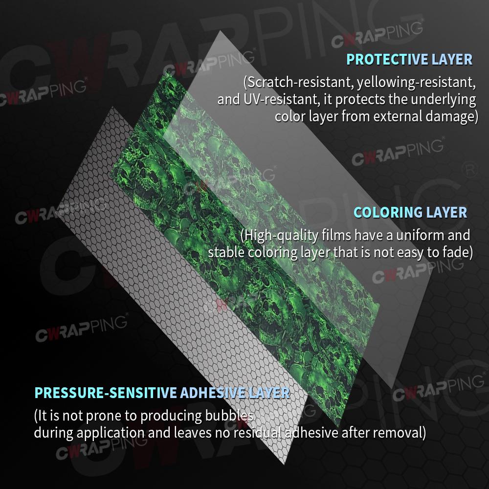 DIY Car Adhesive Vinyl Film for Motorcycle Vinyls Skull Texture Car Wraps Full Body Covering Waterproof Automotive Sticker Wrap