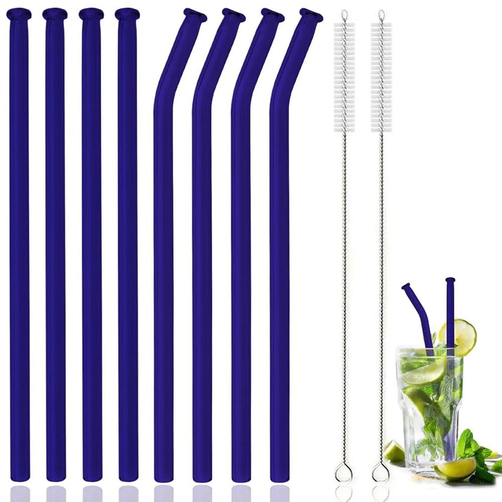 10Pcs High Borosilicate Glass Straw Eco Friendly Drinking Straw Reusable Glass Straw for Cocktail Smoothie Bar Accessories