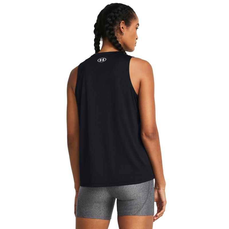 Under Armour Tech Logo Print Quick-Dry Round Neck Sleeveless Vest Women Tops Black 1383655-001