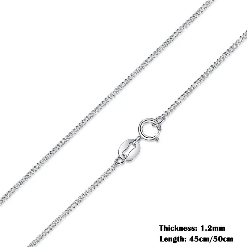 BAMOER Classic Basic O-chain Solid 925 Silver Lobster Clasp Adjustable Necklace Box Cable Chain DIY Jewelry for Women 45cm