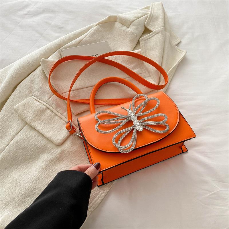 

2025 new fashion spring fashion small square bag trend simple butterfly women s bag casual personality shoulder messenger bag оранжевый
