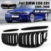 Pair Gloss Black Line Slat Kidney Front Grille For BMW E90 E91 4 Door 2005-2008