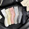 Women's Fall New Solid Color Embroidery Letter Boneless Tube Pile Socks