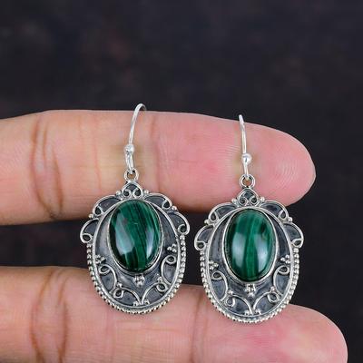 Malachit Ohrring Natur Edelstein Ohrringe Designer Schmuck Handgemachte Ohrringe 925 Sterling Silber Ohrring Vintage Ohrring Verlobungsgeschenke