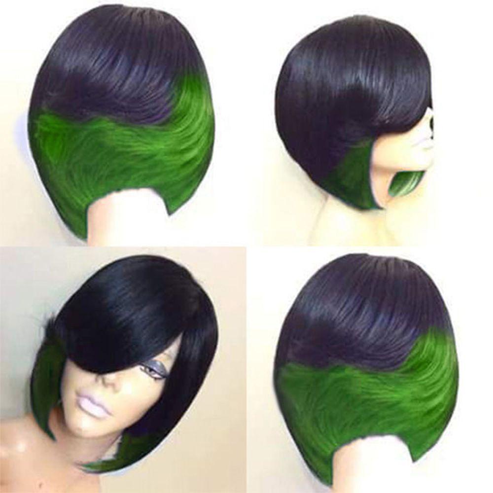 Elegant Short Mix Color Hair Wig With Natural Straight Synthetic Hair For Cosplay