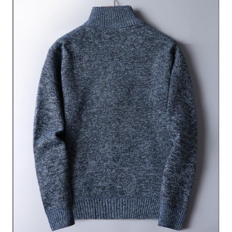 Men's Autumn and Winter Thickened Fleece Half-zip Sweater Loose Pullover Knit Jacket